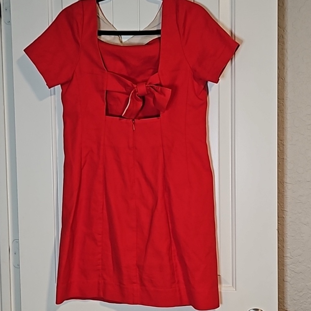 Anthropologie Red Bow Back Dress